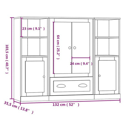 Dylan Brown Oak Highboard with 4 Doors and 2 Drawers for Living Room Storage