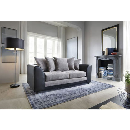 Linacre 3 Seater Sofa - Black and Charcoal Fabric