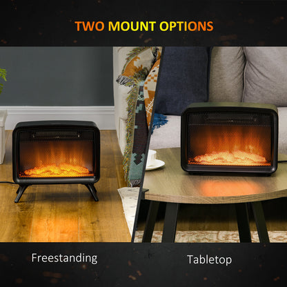 HOMCOM lectric Fireplace Stove, Freestanding or Tabletop, with LED Flame Effect, Overheating Protection, 800W/1600W