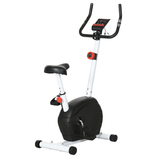 SPORTNOW Quiet Exercise Bike with 8-Level Magnetic Resistance and Heart Rate Sensor, for Home Gym, White and black