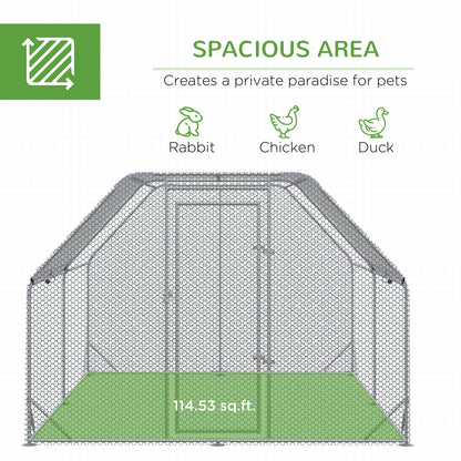 PawHut Walk in Chicken Run Chicken Coop Hen House Outdoor with Roof for 10-12 Chickens, 380 x 280 x 195cm