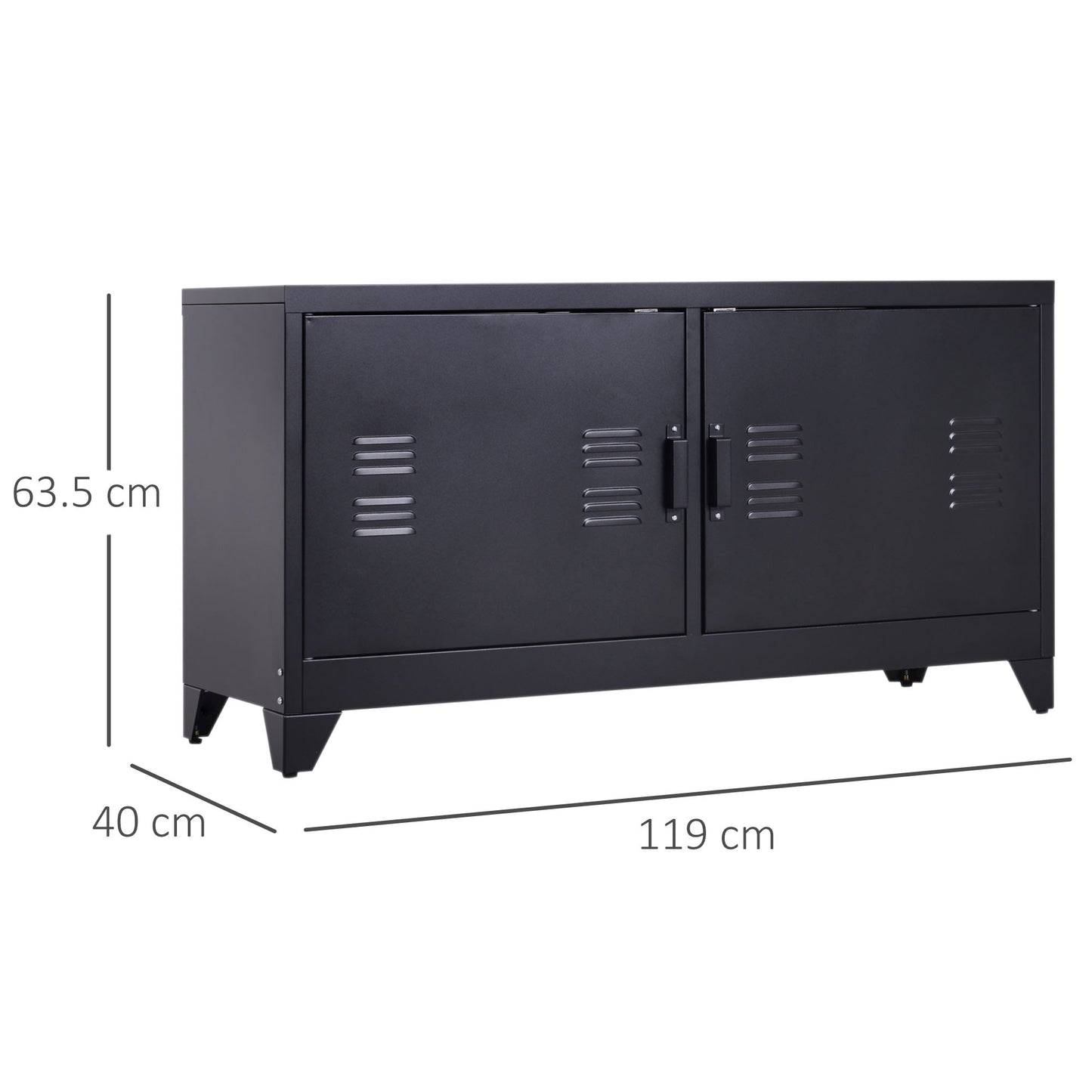 HOMCOM teel TV Stand Cabinet, Industrial TV Unit for TVs up to 50", TV Table with 2 Doors, Adjustable Shelf and 4 Cable Holes for Living Room, Black