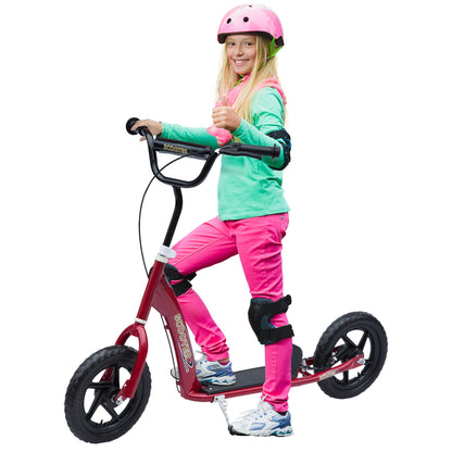 HOMCOM een Push Scooter Kids Children Stunt Scooter w/ 12" EVA Tyres, Red