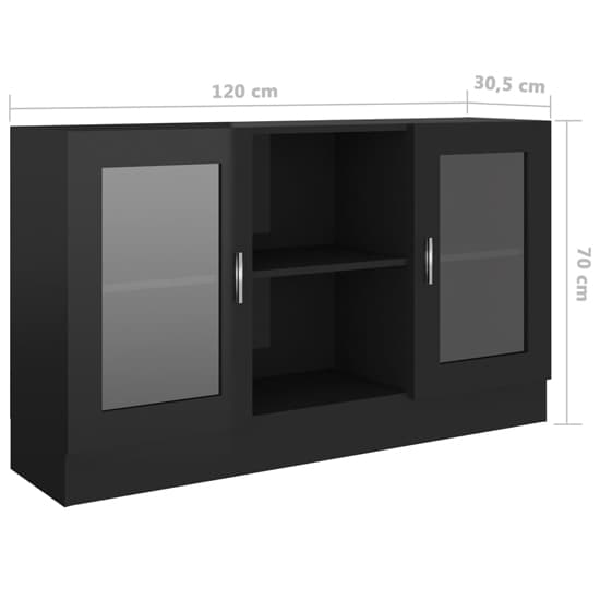 Ebru High Gloss Display Cabinet With 2 Doors In Black