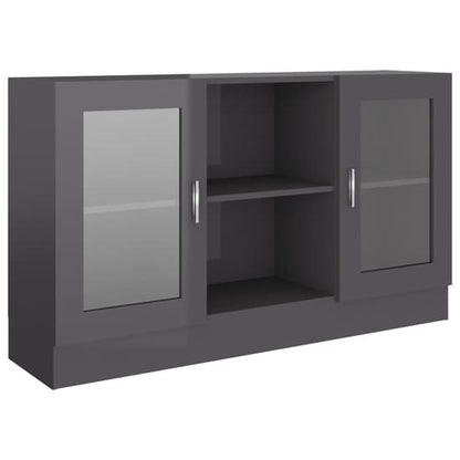 Ebru High Gloss Display Cabinet With 2 Doors In Grey