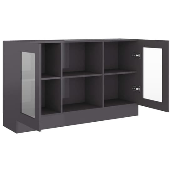 Ebru High Gloss Display Cabinet With 2 Doors In Grey