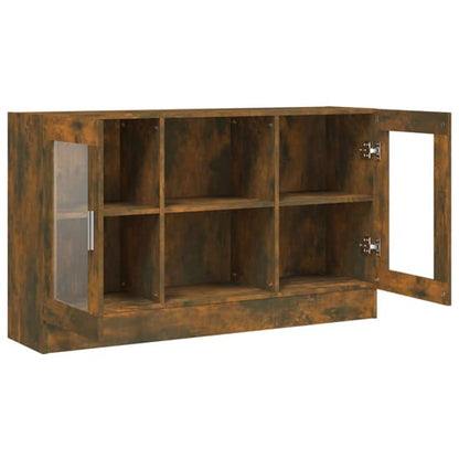 Ebru Wooden Display Cabinet With 2 Doors In Smoked Oak