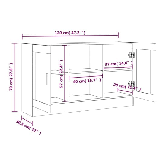 Ebru Wooden Display Cabinet With 2 Doors In Smoked Oak