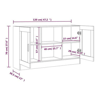 Ebru Wooden Display Cabinet With 2 Doors In Smoked Oak