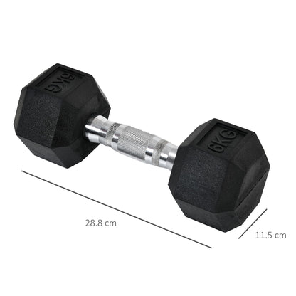 HOMCOM x6kg Hex Dumbbells Set Rubber Dumbbells Weight Lifting Equipment Fitness Home Gym