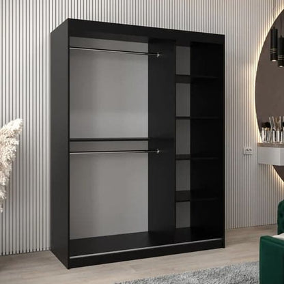 Eden Mirrored Wardrobe Sliding 2 Doors 150cm In Black