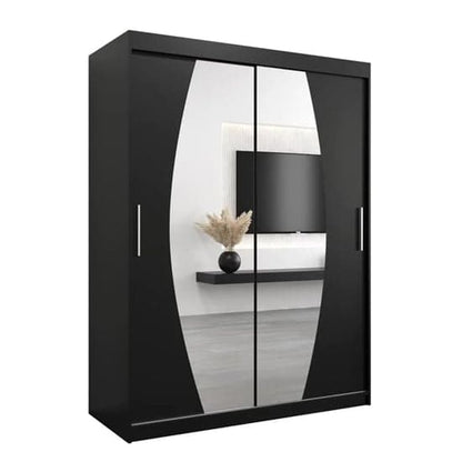 Eden Mirrored Wardrobe Sliding 2 Doors 150cm In Black