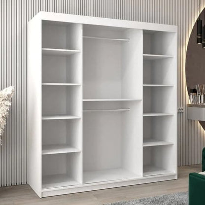 Eden 180cm White Sliding Door Mirrored Wardrobe with Ample Storage