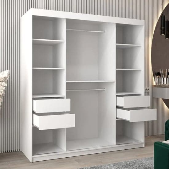 Eden 180cm White Sliding Door Mirrored Wardrobe with Ample Storage