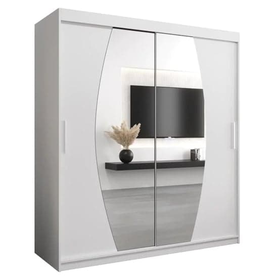 Eden 180cm White Sliding Door Mirrored Wardrobe with Ample Storage