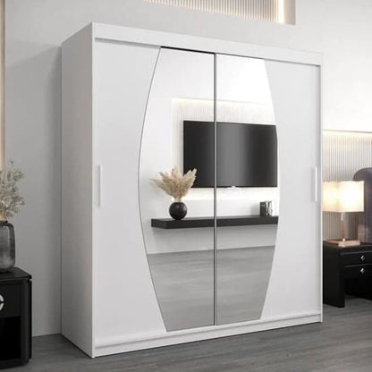 Eden 180cm White Sliding Door Mirrored Wardrobe with Ample Storage