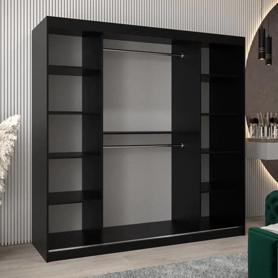 Eden Mirrored Wardrobe Sliding 2 Doors 200cm In Black