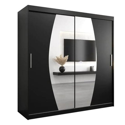 Eden Mirrored Wardrobe Sliding 2 Doors 200cm In Black