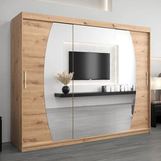 Eden 250cm Sliding Wardrobe | Artisan Oak | Mirror | 3 Doors | 250cm