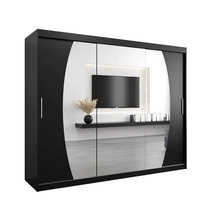 Eden Mirrored Wardrobe Sliding 3 Doors 250cm In Black