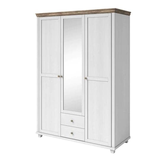 Eilat Mirrored Wardrobe With 3 Doors In Abisko Ash