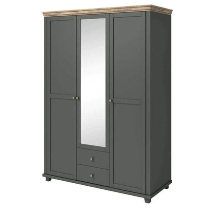 Eilat Mirrored Wardrobe With 3 Doors In Green