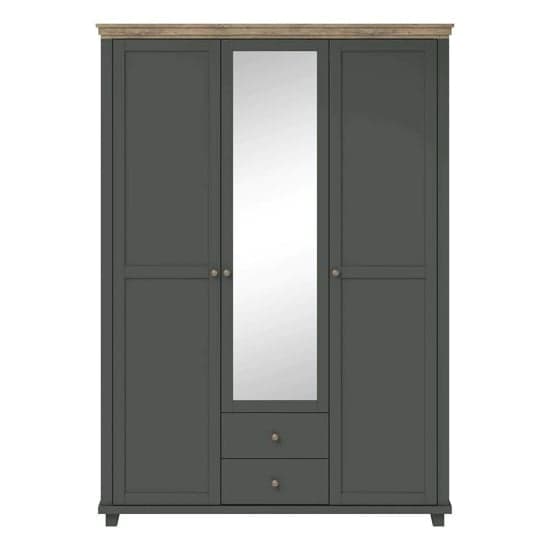 Eilat Mirrored Wardrobe With 3 Doors In Green