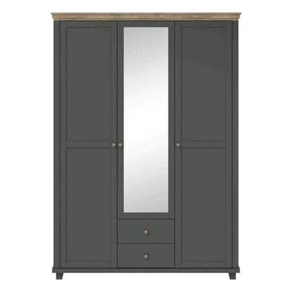 Eilat Mirrored Wardrobe With 3 Doors In Green