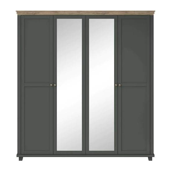 Eilat Mirrored Wardrobe With 4 Doors In Green