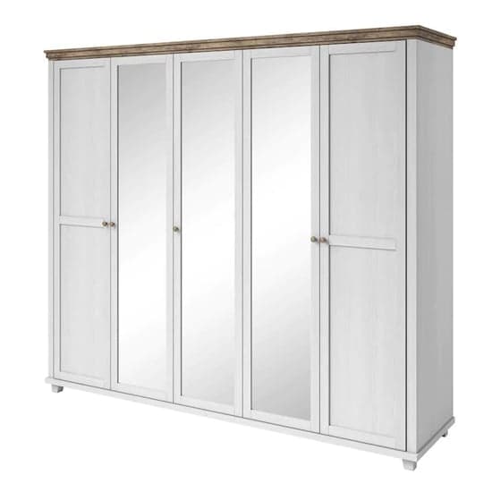 Eilat Mirrored Wardrobe With 5 Doors In Abisko Ash