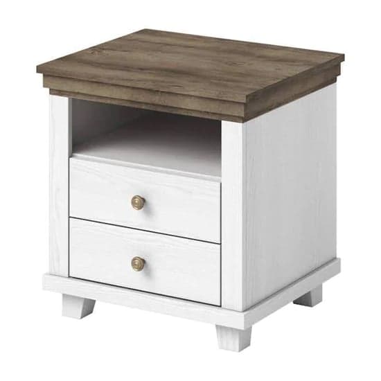 Eilat Wooden Bedside Cabinet With 2 Drawers In Abisko Ash