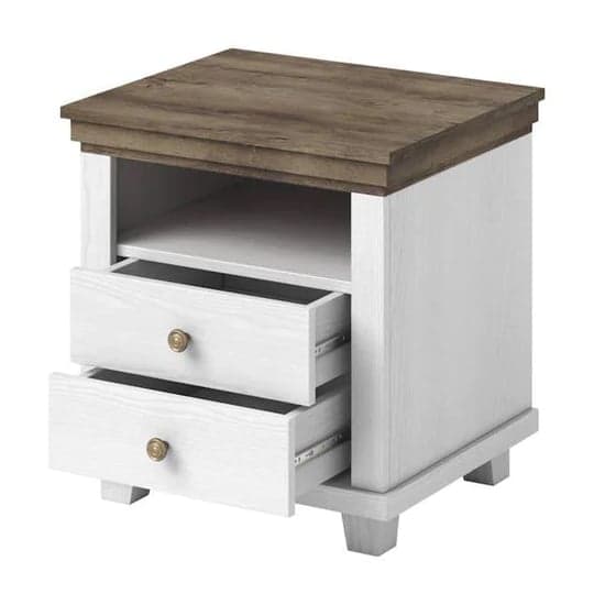 Eilat Wooden Bedside Cabinet With 2 Drawers In Abisko Ash