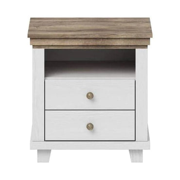 Eilat Wooden Bedside Cabinet With 2 Drawers In Abisko Ash