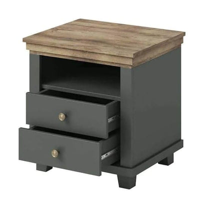 Eilat Wooden Bedside Cabinet With 2 Drawers In Green