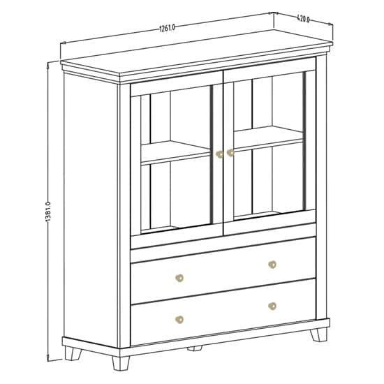 Eilat Wooden Display Cabinet 2 Doors In Abisko Ash With LED