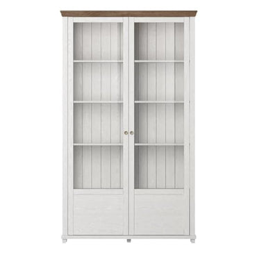 Eilat Wooden Display Cabinet Tall 2 Doors In Abisko Ash With LED