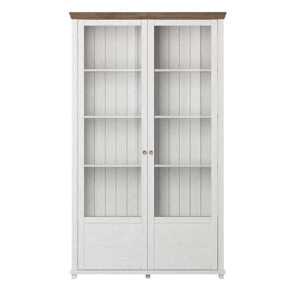 Eilat Wooden Display Cabinet Tall 2 Doors In Abisko Ash With LED