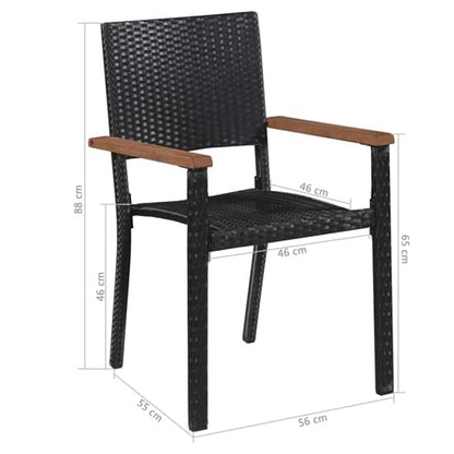 Ekani Outdoor Brown And Black Rattan Dining Chairs In A Pair