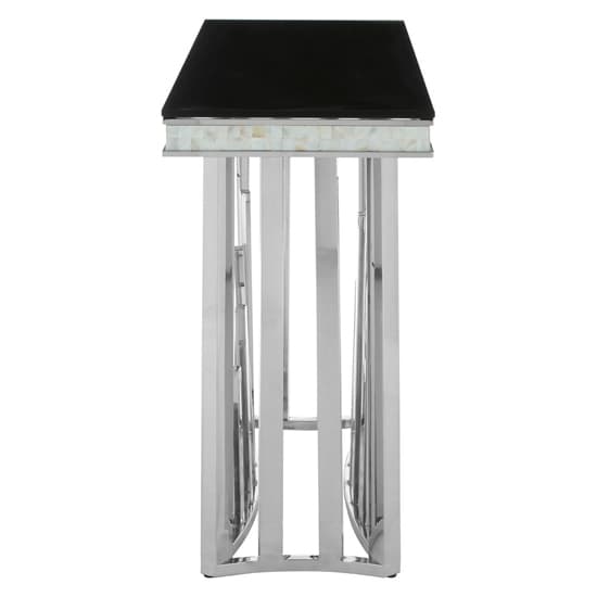 Elizak Black Glass Top Console Table With Silver Metal Frame