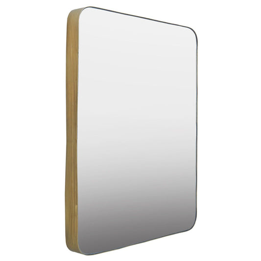 FURCO Minimalist Gold Metal Frame Rectangular Wall Mirror for Bedroom and Living Room