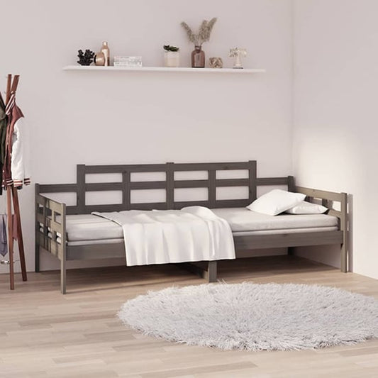 FURCO Elstan Grey Solid Pine Wood Day Bed for Living Rooms and Guest Rooms