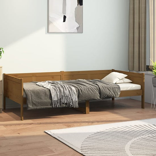 Versatile Honey Brown Solid Pine Single Day Bed with Sofa Functionality