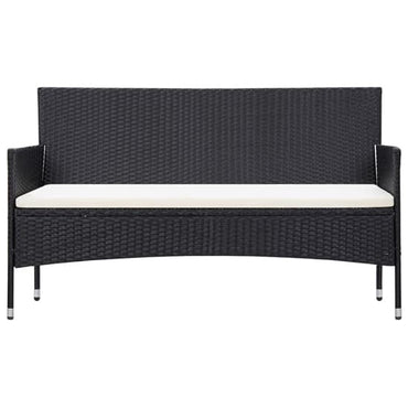 Emery Poly Rattan 3 Seater Garden Sofa With Cushions In Black