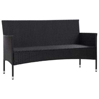 Emery Poly Rattan 3 Seater Garden Sofa With Cushions In Black