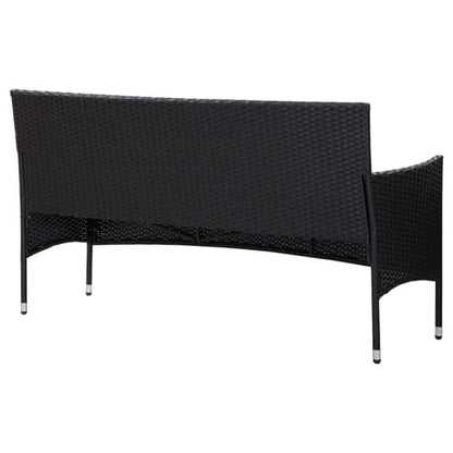 Emery Poly Rattan 3 Seater Garden Sofa With Cushions In Black