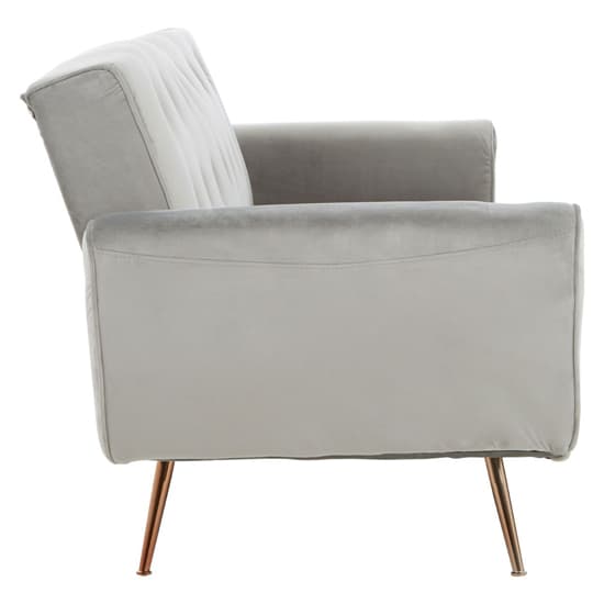 Emiw Fabric Upholstered Velvet 3 Seater Sofabed With Gold Legs In Grey