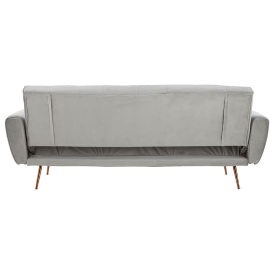 Emiw Fabric Upholstered Velvet 3 Seater Sofabed With Gold Legs In Grey