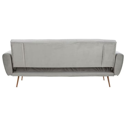 Emiw Fabric Upholstered Velvet 3 Seater Sofabed With Gold Legs In Grey