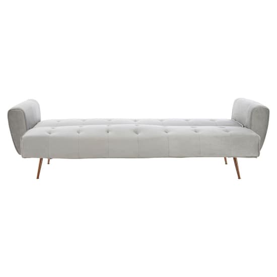 Emiw Fabric Upholstered Velvet 3 Seater Sofabed With Gold Legs In Grey