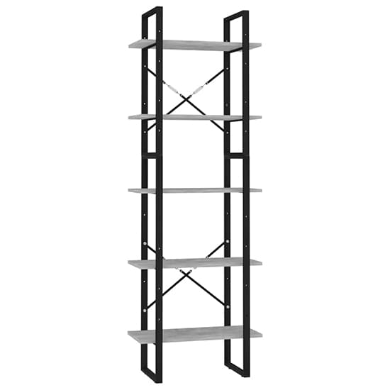 Emlen 60cm Industrial 5 Tier Wooden Bookcase with Concrete Finish